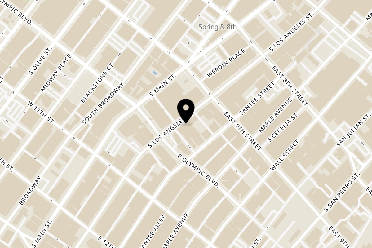 Map showing the location of Cilantro Lime Los Angeles on 934 S Los Angeles St in Los Angeles